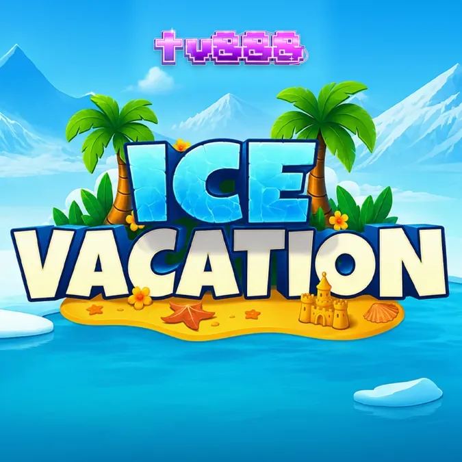 Pemandangan tropis yang cerah dengan elemen es dalam slot Ice Vacation